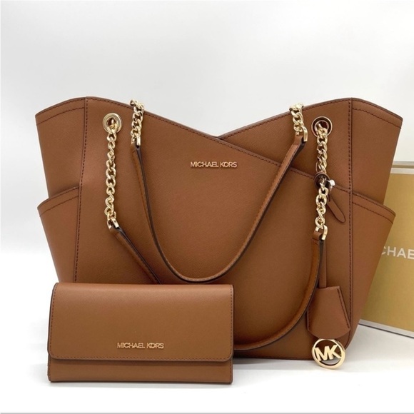 Michael Kors Large X Chain Shoulder Tote Bag & Trifold WalletBUNDLE DEAL